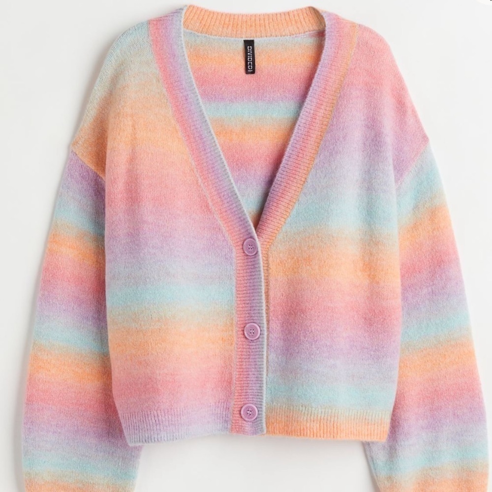 Rainbow Jacquard-knit Cardigan H&M Women’s Size XL